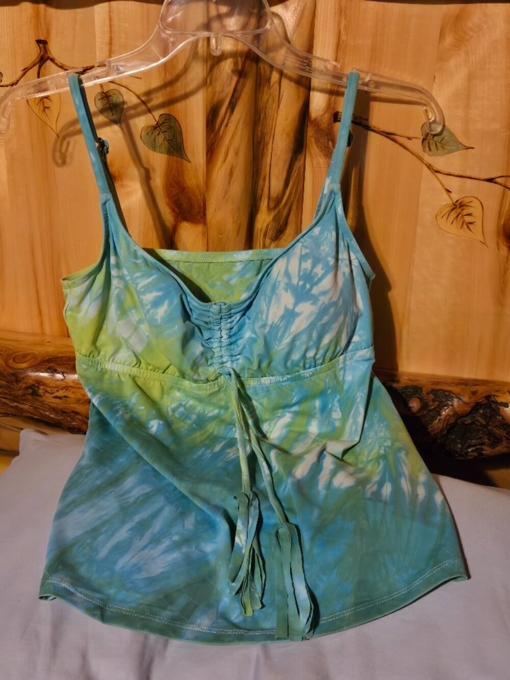 Lucky Brand Blue Green Tie-Dye Swim Tankini Top